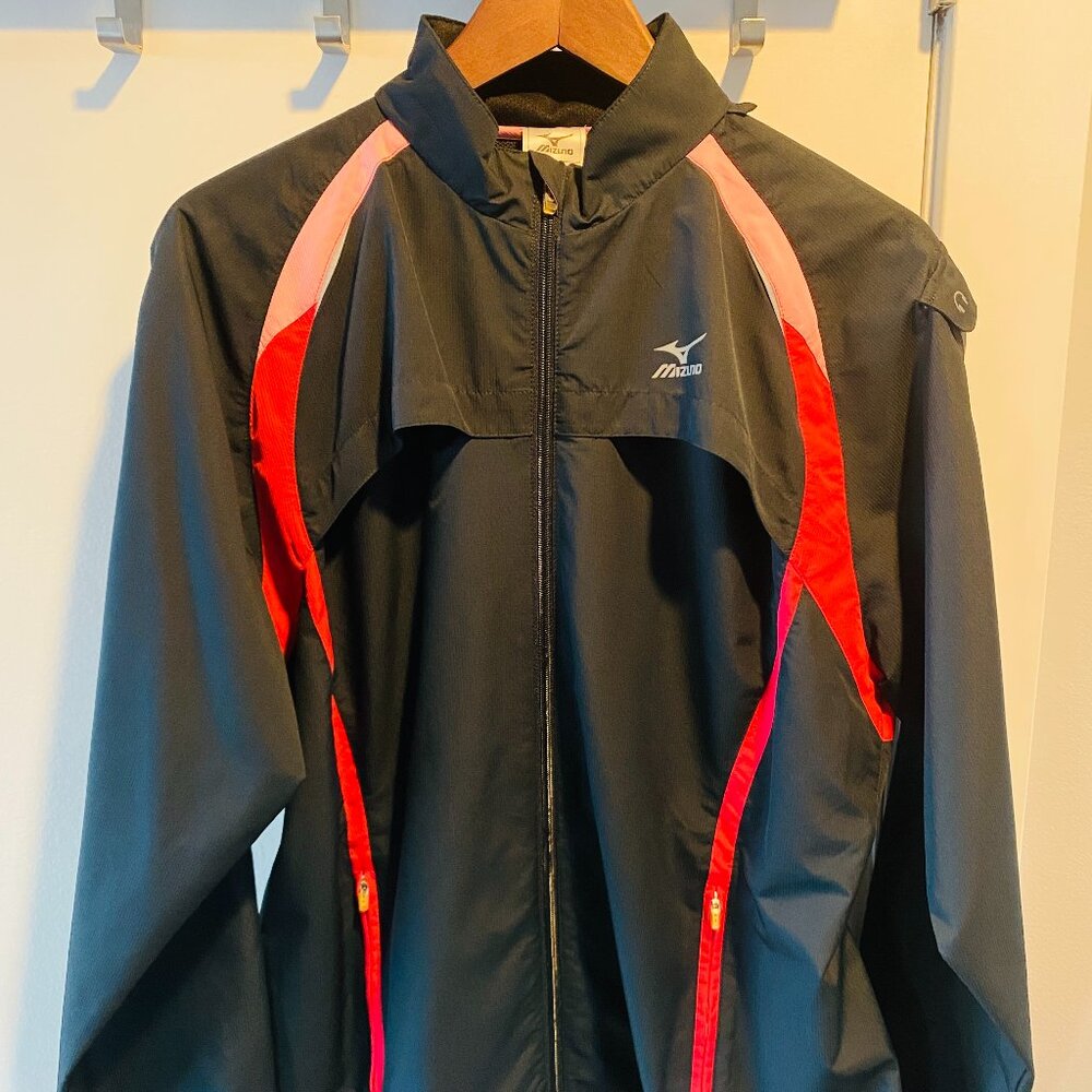Vintage Mizuno Windbreaker Jacket – 90s/Y2K Sportswear – Black/Pink, W XL